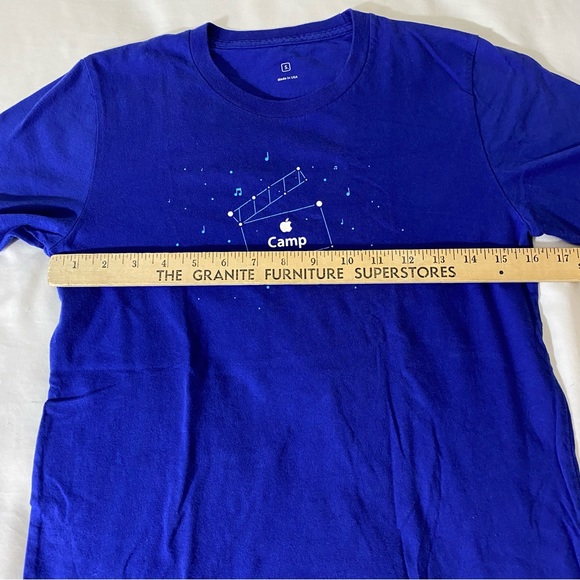 Apple Camp Blue Tee Shirt Short Sleeve Size Small Make Movie Magic Director Cut - Picture 4 of 7